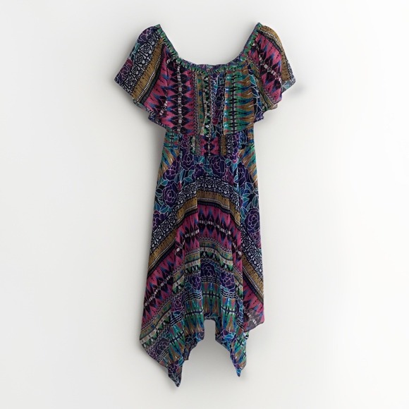 Rabbit Rabbit Rabbit Colorful Off Shoulder Midi Dress, Women's Size 6 Boho - Picture 1 of 9